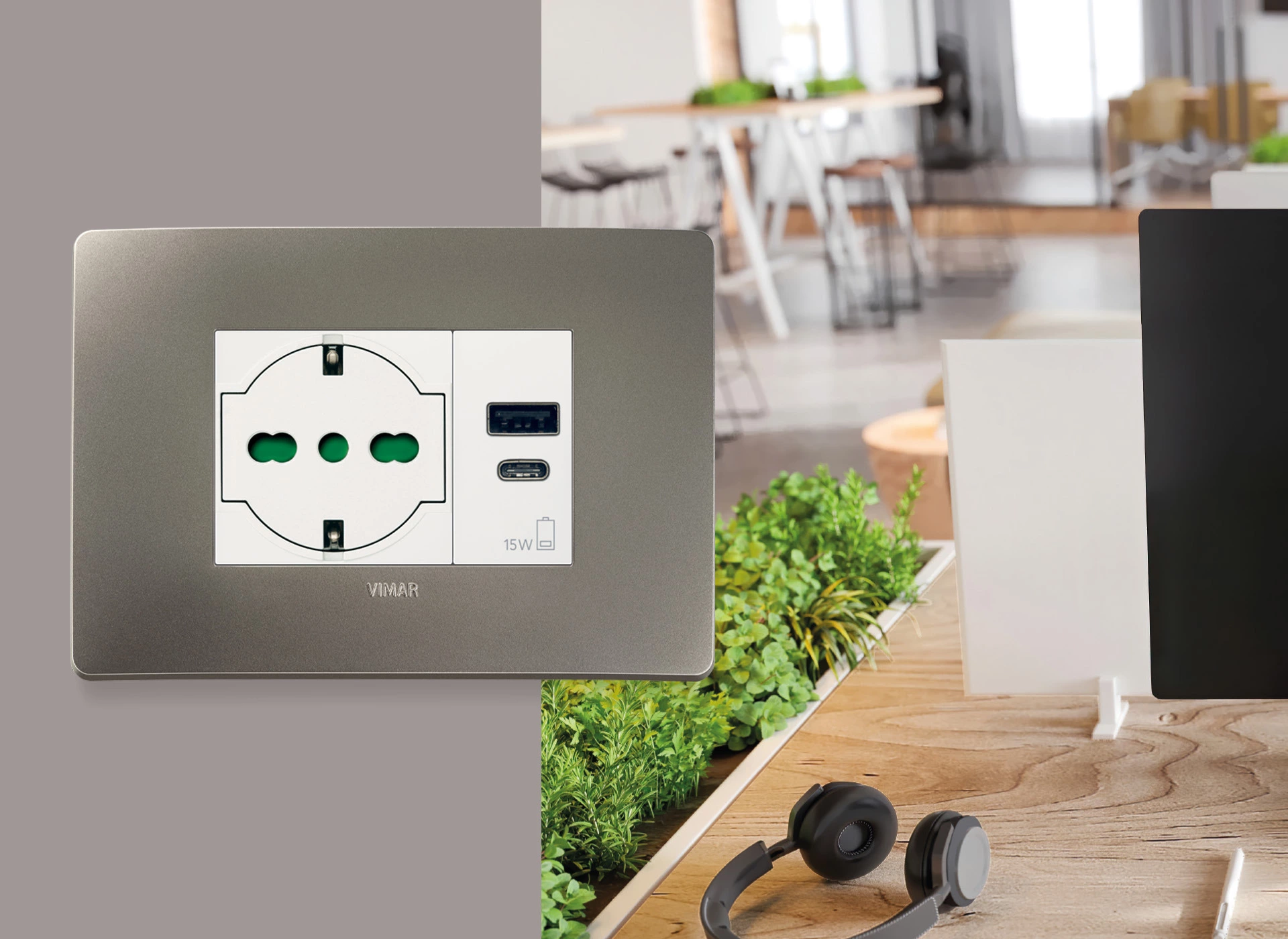 Accessiq Vimar strömbrytare plana up universal socket